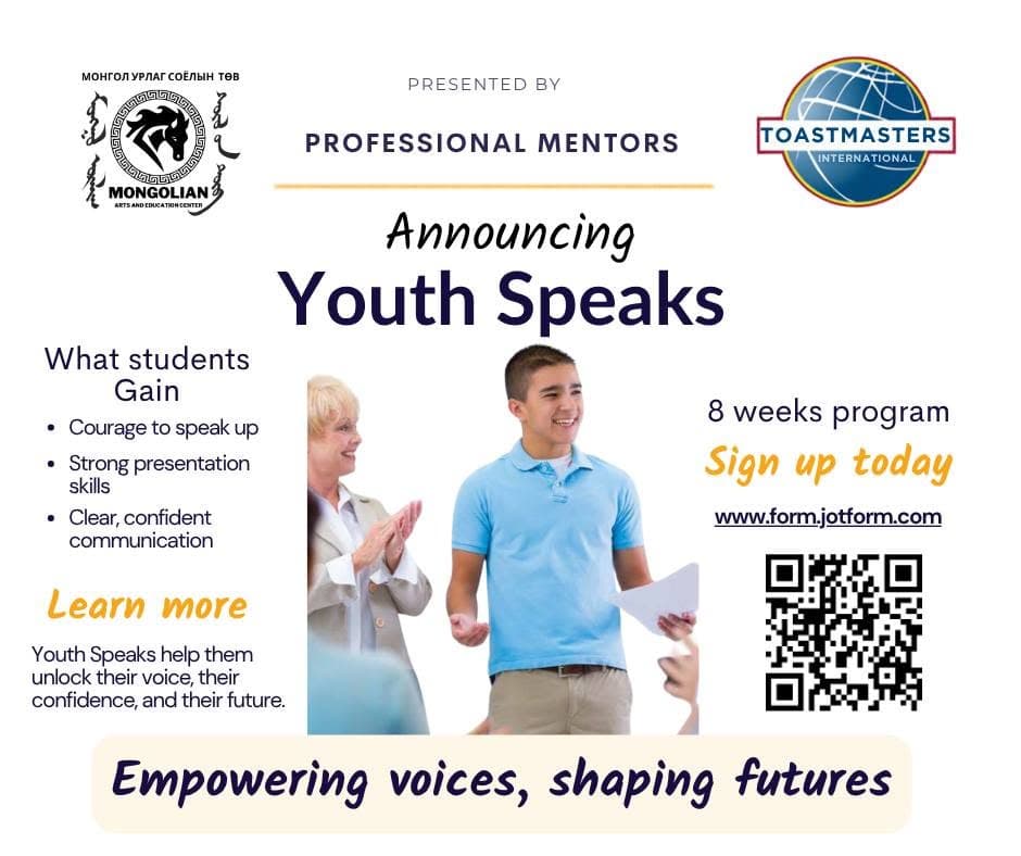 Youth Speaks public speaking program — Mongolian Arts and Education Center